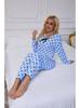Women's Long-Sleeve Long-Pants Pajama Set with Small Collar Ribbed Texture and Bow