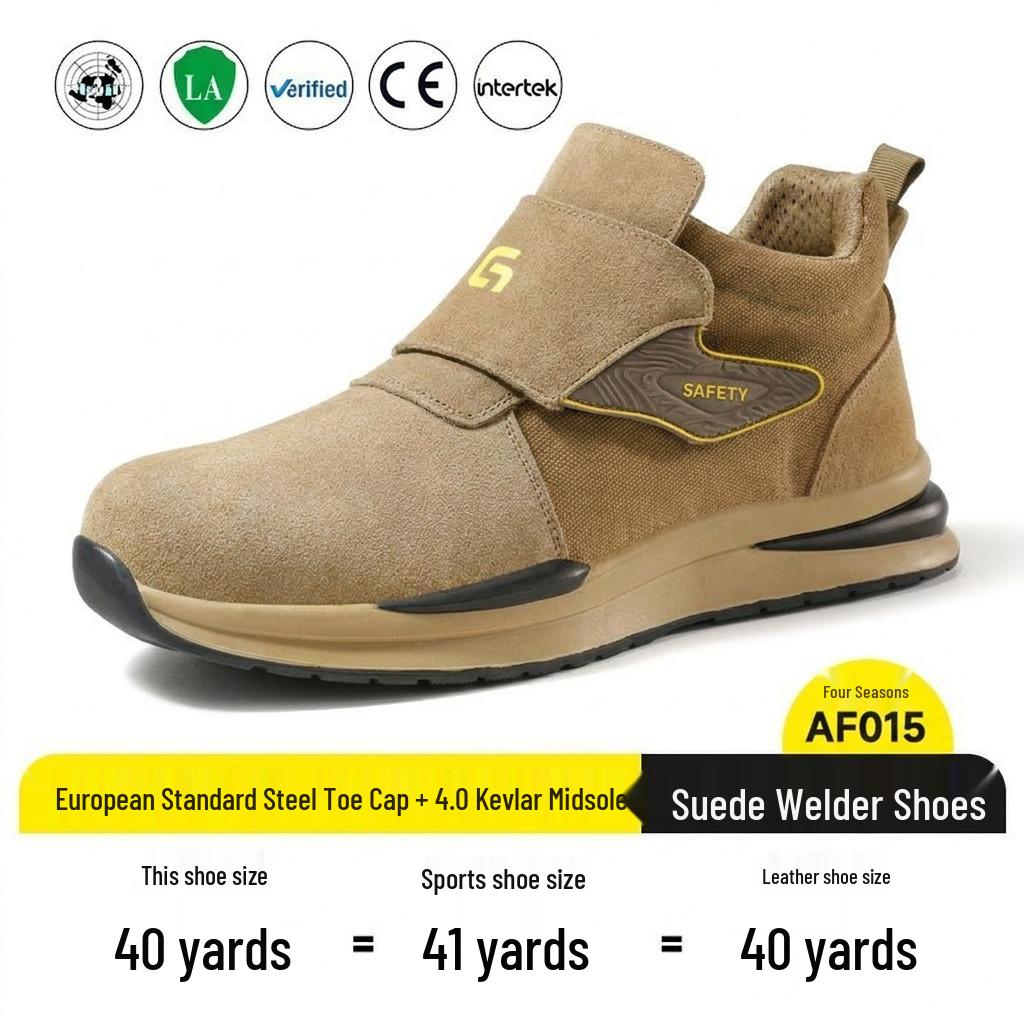 Men's Breathable Steel Toe Work Shoes - Comfortable, Wear-Resistant, Anti-Smash, Anti-Puncture, Anti-Scald & Anti-Spark for Construction and Welding.