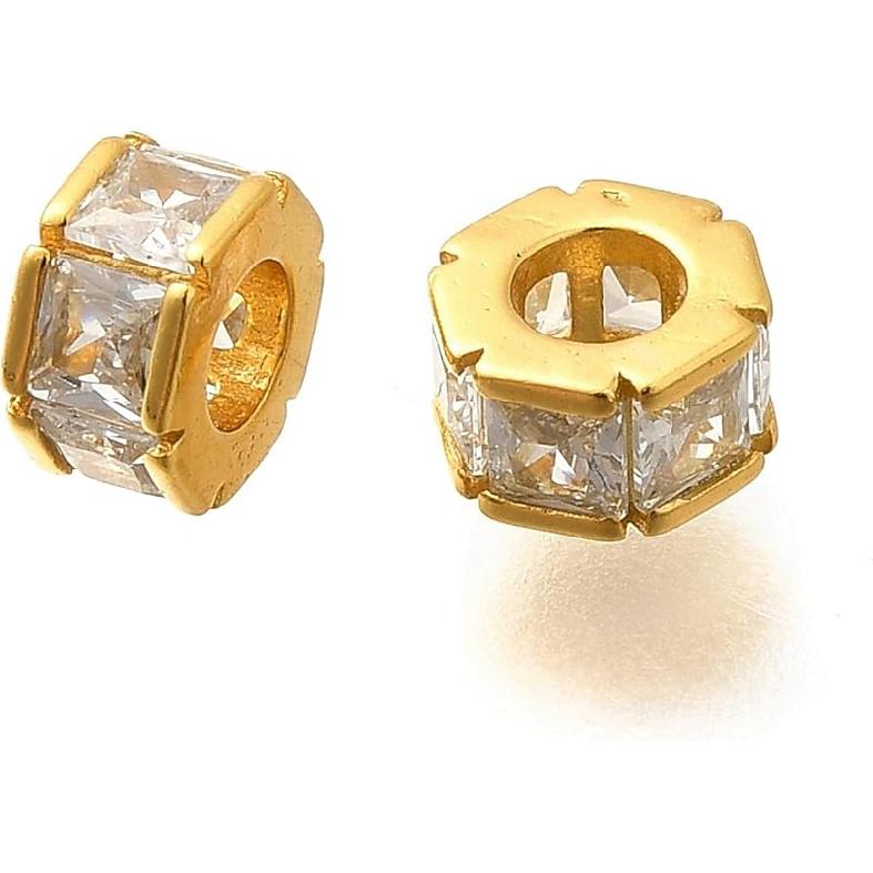 LiQunSweet 20 Pcs 18K Gold Plated Heart 304 Stainless Steel Beads Lovely Heart Spacer Loose Beads for Valentine's Day Gifts DIY Jewelry Craft