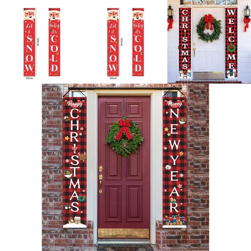 Durable Christmas Porch Sign Banner Flag Xmas Party Home Decor