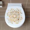 Adesivo Dorado con Fiori per WC, Decalcomania in PVC Autoadesiva Rimovibile per Decorazione del Bagno