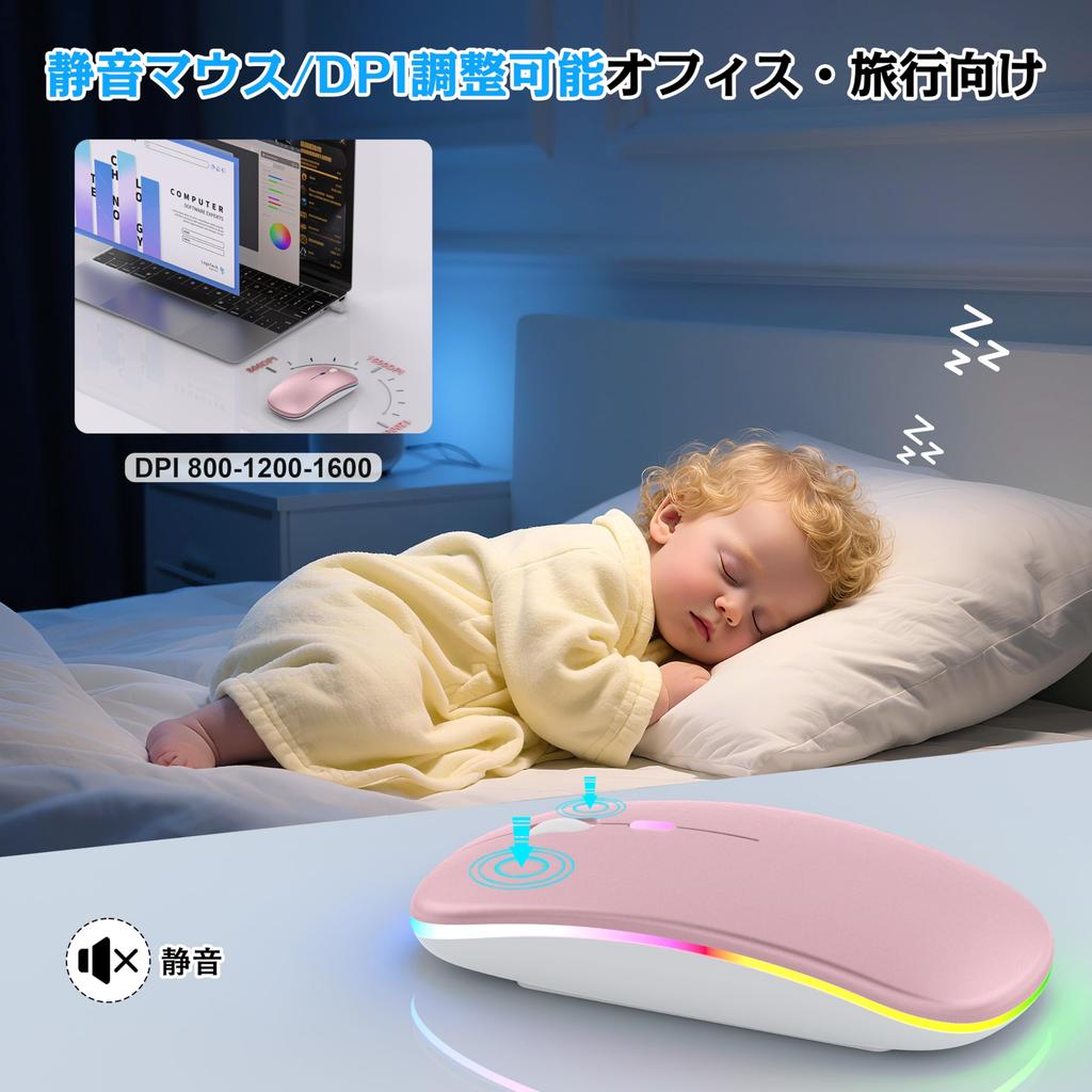 Wireless Bluetooth Slim Optical 3 DPI Ziggler Compatible with 2.4G Mouse, & 2.4GHz, USB-A & USB-C Compatible, Quiet, Mouse, Type-C Charging, Settings,