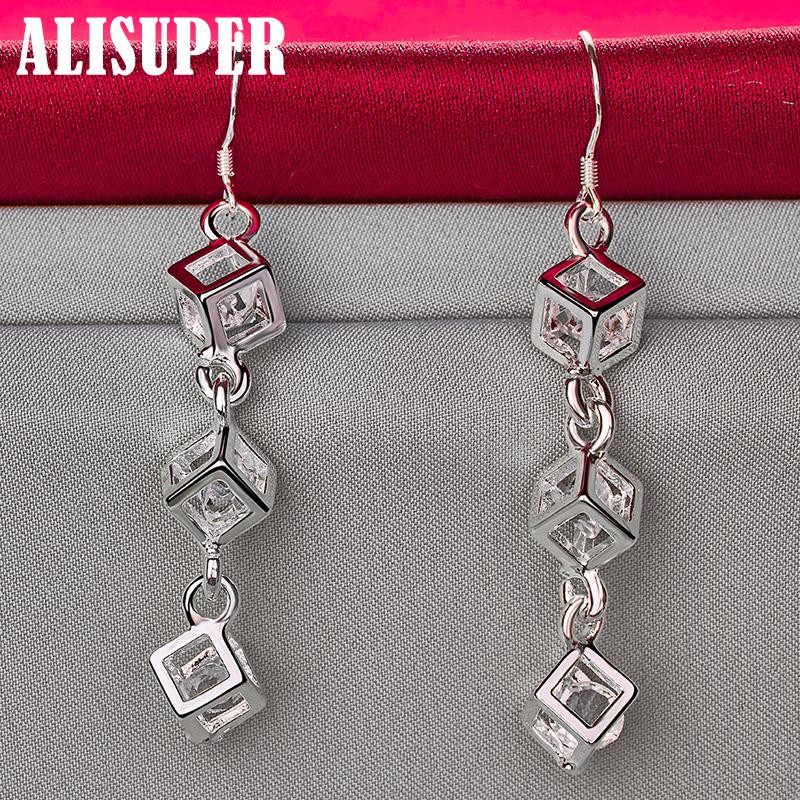 925 Sterling Silver Baishige AAA Zircon Drop Earrings Jewelry
