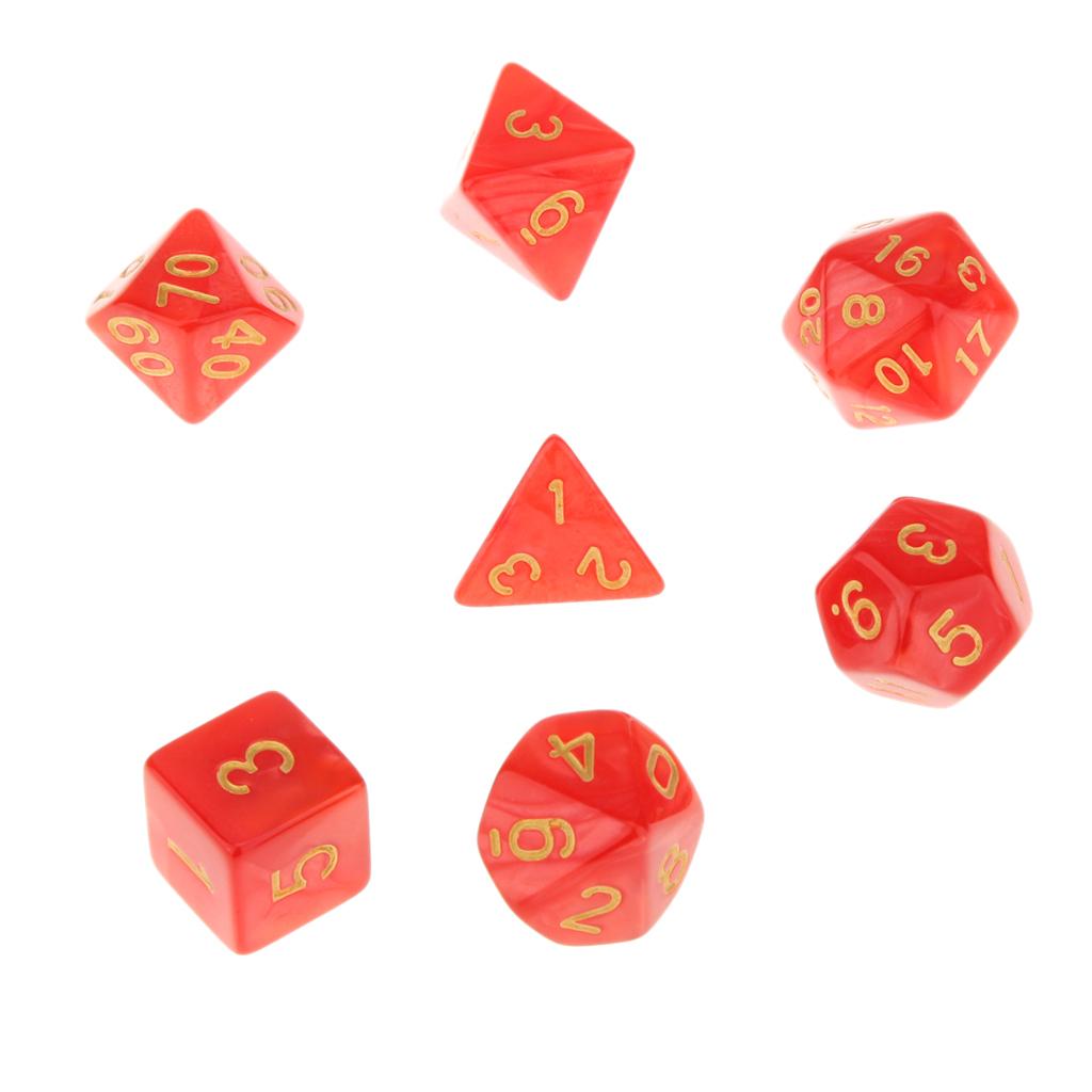 6 Colors Lot Of 7pcs Acrylic Dices Card Board Game Props Multi Sided Set