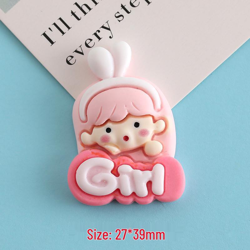 Large Cartoon Girl Resin Accessories for DIY: Phone Case, Hair Clip, Cup, Car Decoration, Storage Box Materials.