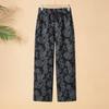 Elderly Women's High-Waist Floral Straight Pants