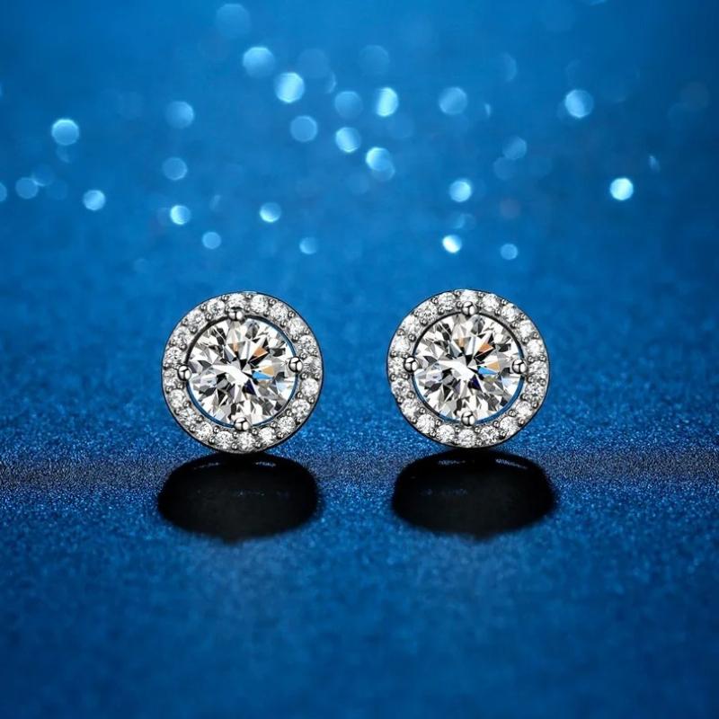 100% 925 Sterling Silver 1CT D Color  Real Moissanite Studs Earrings Pass Diamond Tester  Bride Party Wedding Gemstone Earrings