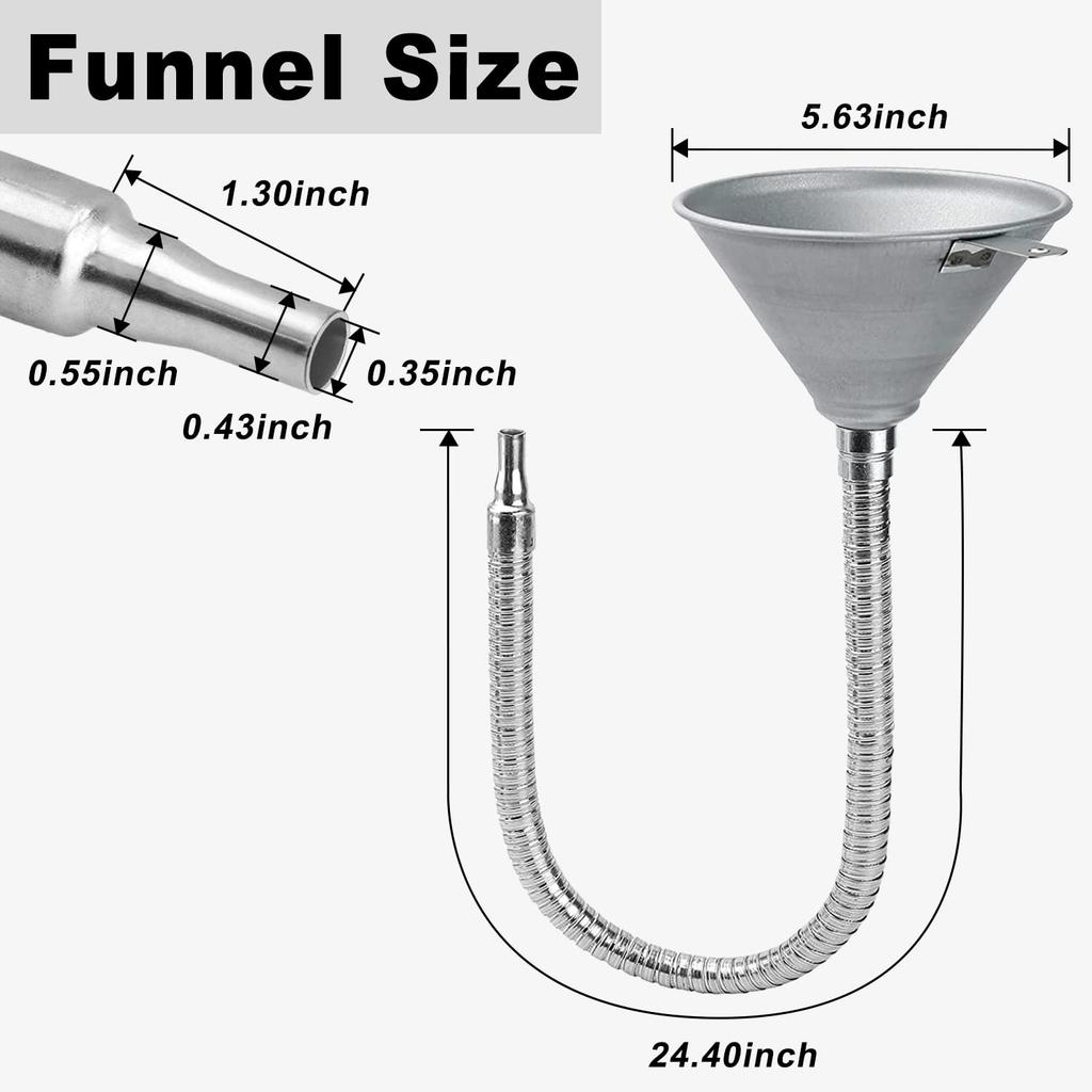 Funnel Automotive Steel Bendable Universal Spout Funnel with Filter and 23.6" Flexible Pipe Long Neck Oil Funnel for All Automotive Oils, Lubricants,
