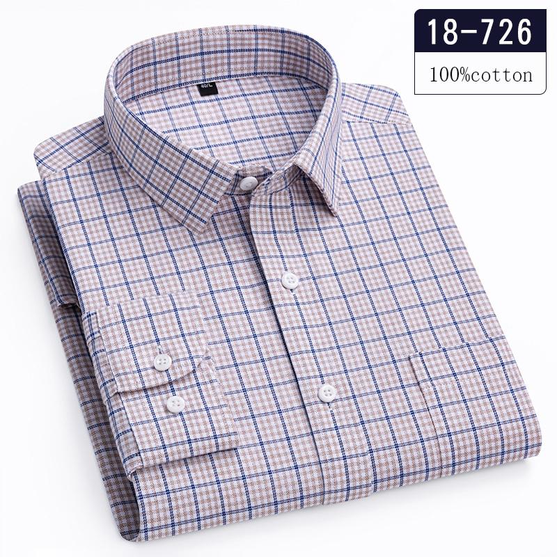 Luxury hight qulity 100%Cotton long-sleeve shirts for men slim fit casual plaid shirt houndstooth Office clothes elegant tops