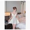 Sexy Pajamas Women's Ice Silk Summer with Chest Pad, Beautiful Back Lace, Water-soluble Flower Suspender, Nightdress, Pure Desire Style Loungewear