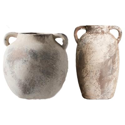 Rustics Ceramic Vases Home Decors Pottery Flower Vases Decorative Vases with Handle for Living Room Table Centerpieces
