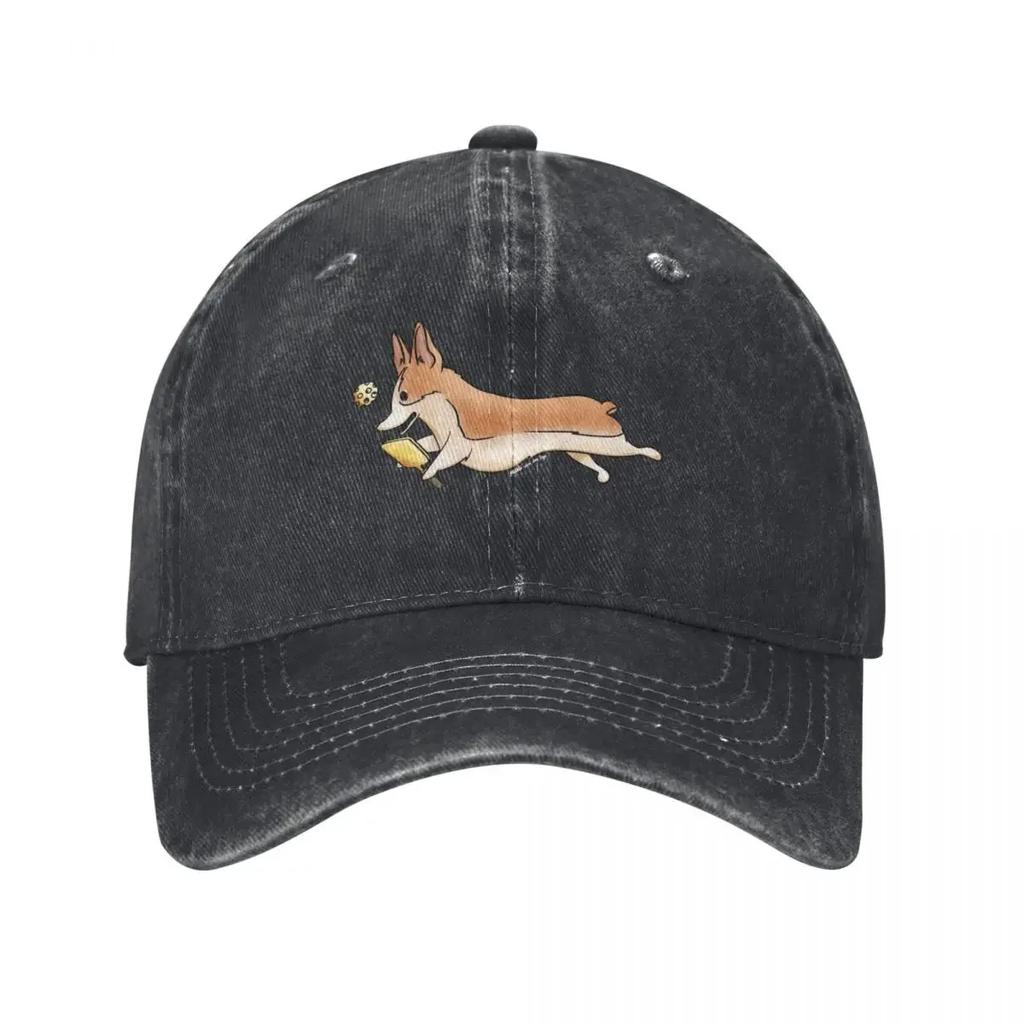 Corgi Chasing Hisher Pickleball On Red Baseball Cap Golf Cap Luxury Brand Hats for Unisex Western Hat Unisex Womens