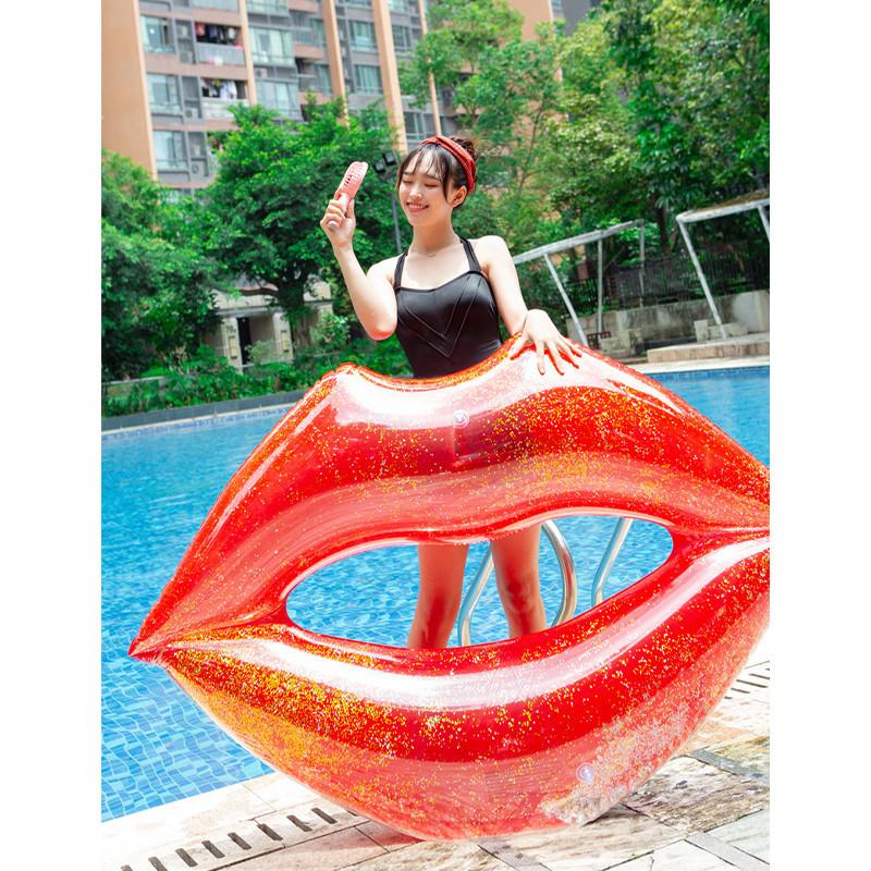 Adult Sequin Inflatable Red Lip Floating Pool Party Water Toy Props Photography