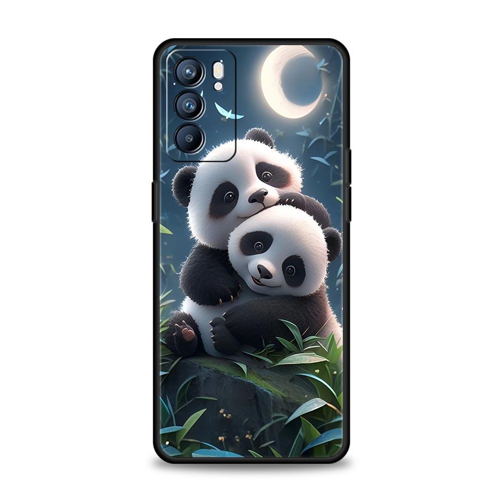Baby Panda Phone Case For Oppo Reno 13 12 11 10 7 F Find X5 X6 A98 A80 A79 A78 A57 A54 A31 A17 Pro 5G Soft TPU Cover Fundas Bags