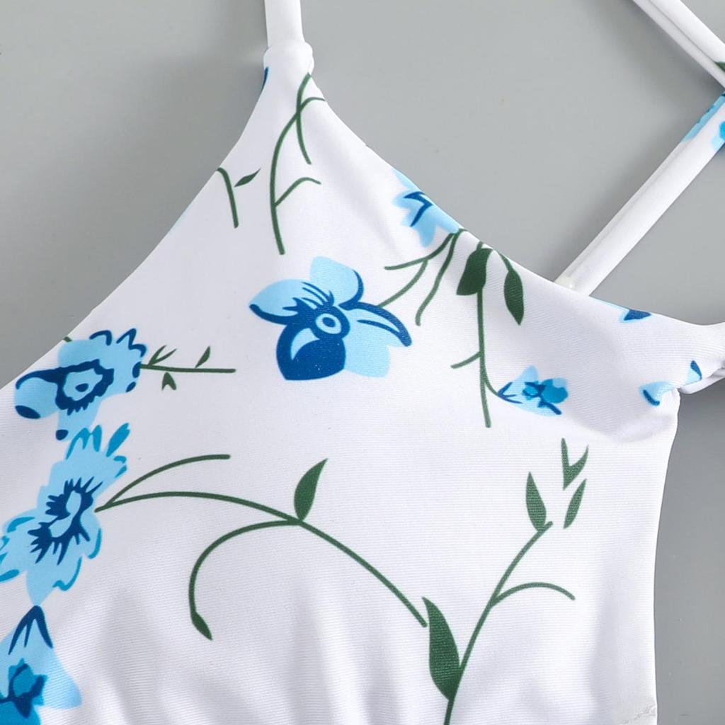 2024 Ladies' Floral Lace-up Triangle Bikini