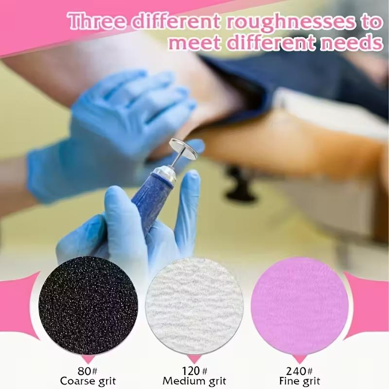 60 pieces sandpaper tray with metal nail drill 0.98 inch - Sandpaper tray nail drill replacement for pedicures and manicures