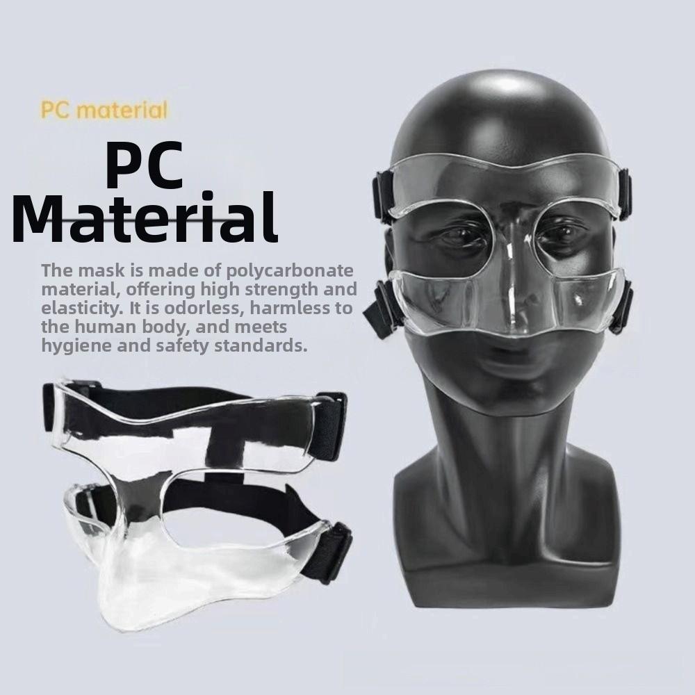 Black/Clear Basketball Face Mask Elastic Strap Face Guard Practical Nose Protector  Outdoor Sports