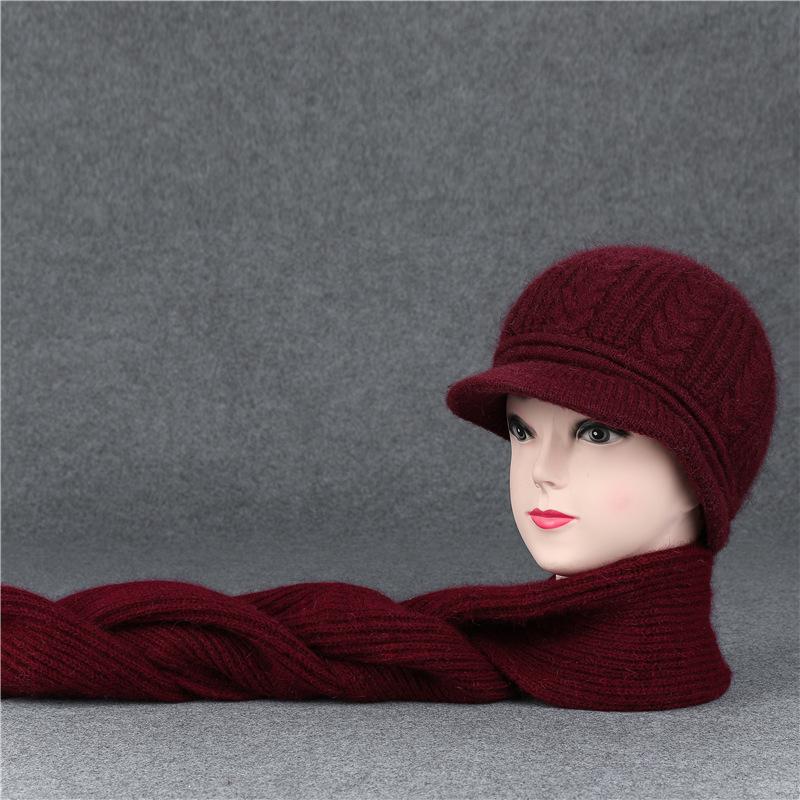 Duck Tongue Old Man Hat Female Grandma Autumn Winter Rabbit Wool Hat Knitted Thermal Basin Hat Middle-Aged And Elderly Mother Velvet