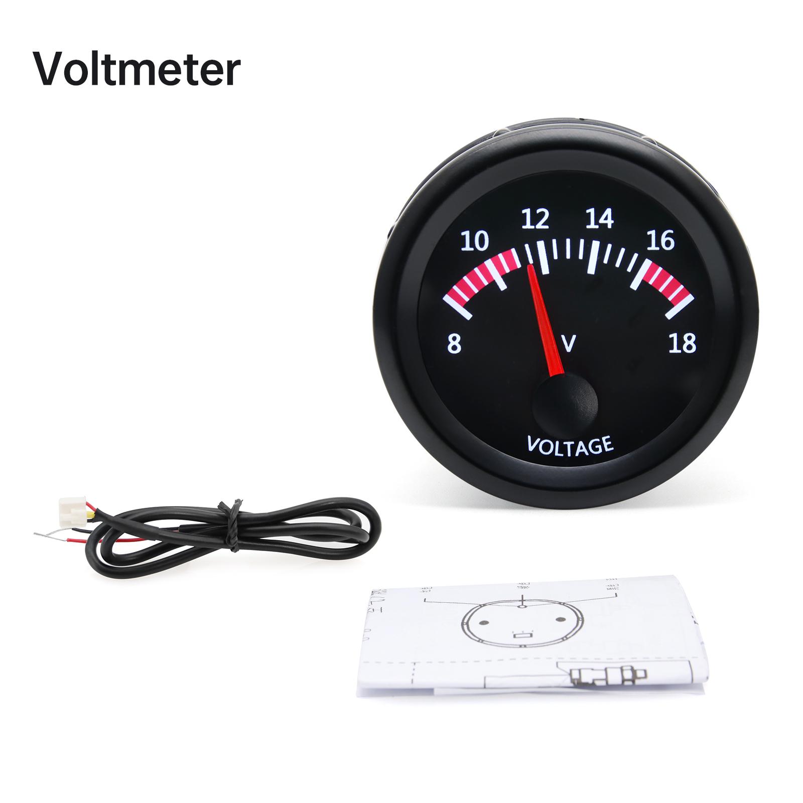 For Car 12V 52mm Car Gauge Universal Auto Car Water Temp Oil Temp Oil Press Fuel Volts Gauge with Sensor Voltage