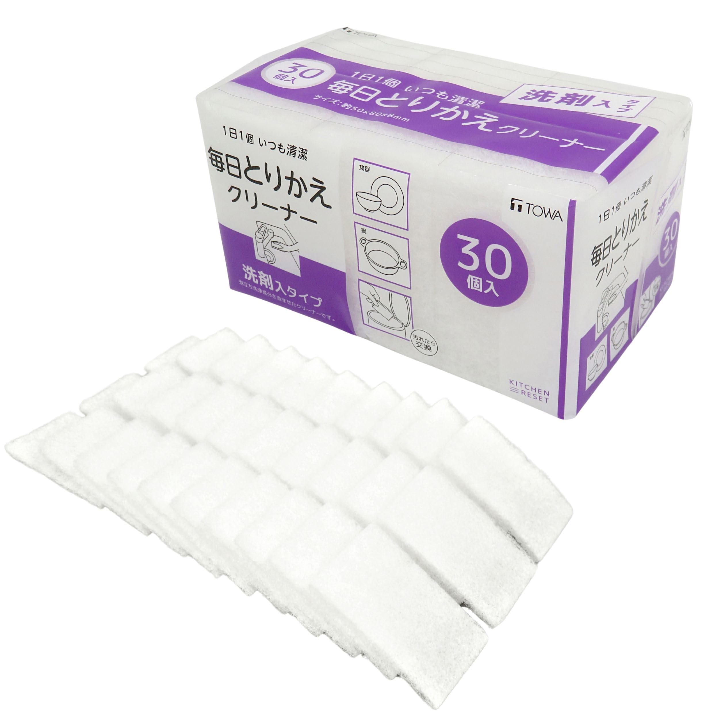 

Towa Sangyo KR Daily Replacement Одноразовое чистящее средство с моющим средством 30P Мягкая моющаяся губка для кухни с эффектом пены для удаления масляных пятен 5 xx 8 см 13056 белый