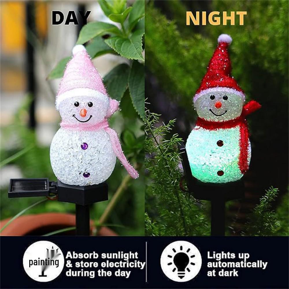 Solar-Powered Outdoor Christmas Snowman Garden Lights