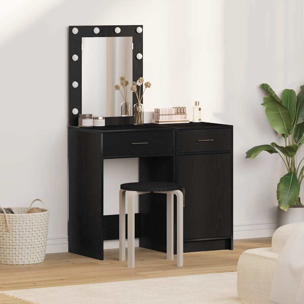 Makeup Table 2 pcs Black 50 x 41 x 135 cm Particleboard