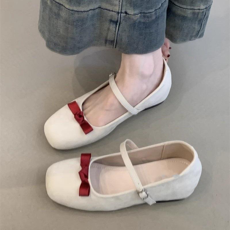 Gentle Fairy Mary Jane Shoes 2025 Spring Sweet and Cute Bow Shallow Mouth Inner Height Increase Ballet Shoes