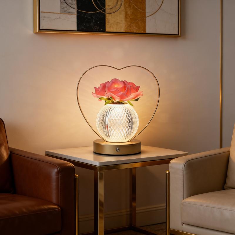 LED Rose Night Light Romantic Atmosphere Table Lamp Luxury Bedside Light for Bedroom Dorm Birthday Gift for Girls