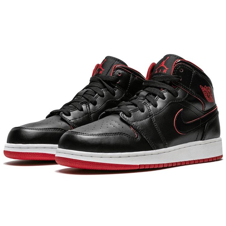 (GS) Air Jordan 1 Retro Mid 'Black White Gym Red' Kids' 554725-028