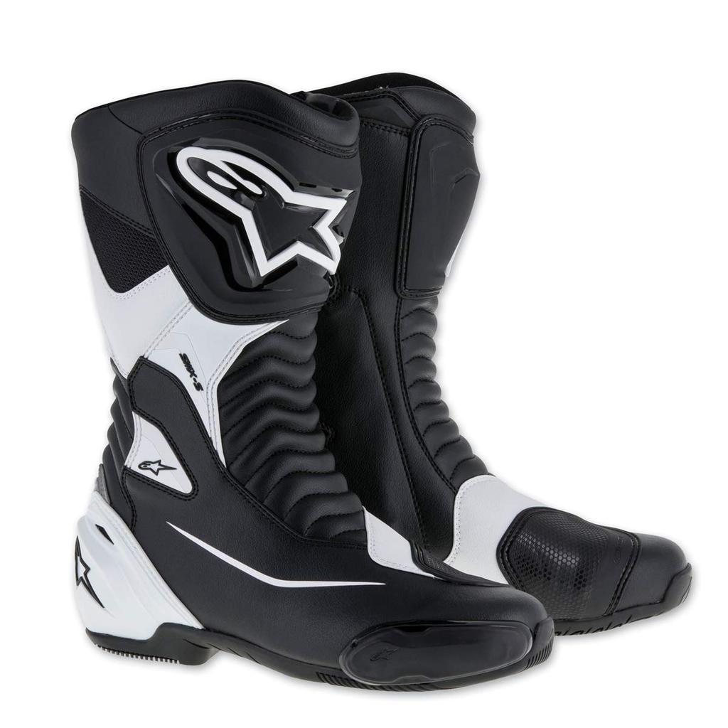 Alpinestars SMX-S Motorcycle Boots (Black/White, EU41 / 26.0 Cm) – Sport Riding Protection