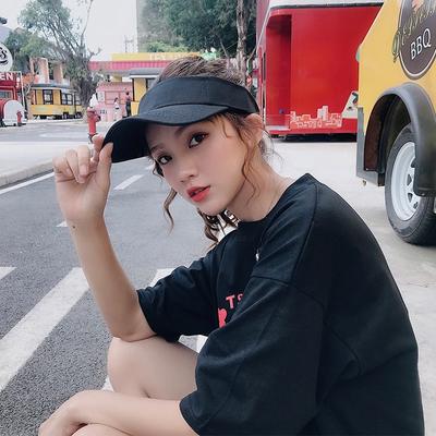 Hat Women's Tide Summer Sun Protection Sun Visor Hat Duck Tongue Baseball Cap Men's Solid Color Face Cover Empty Top Hat