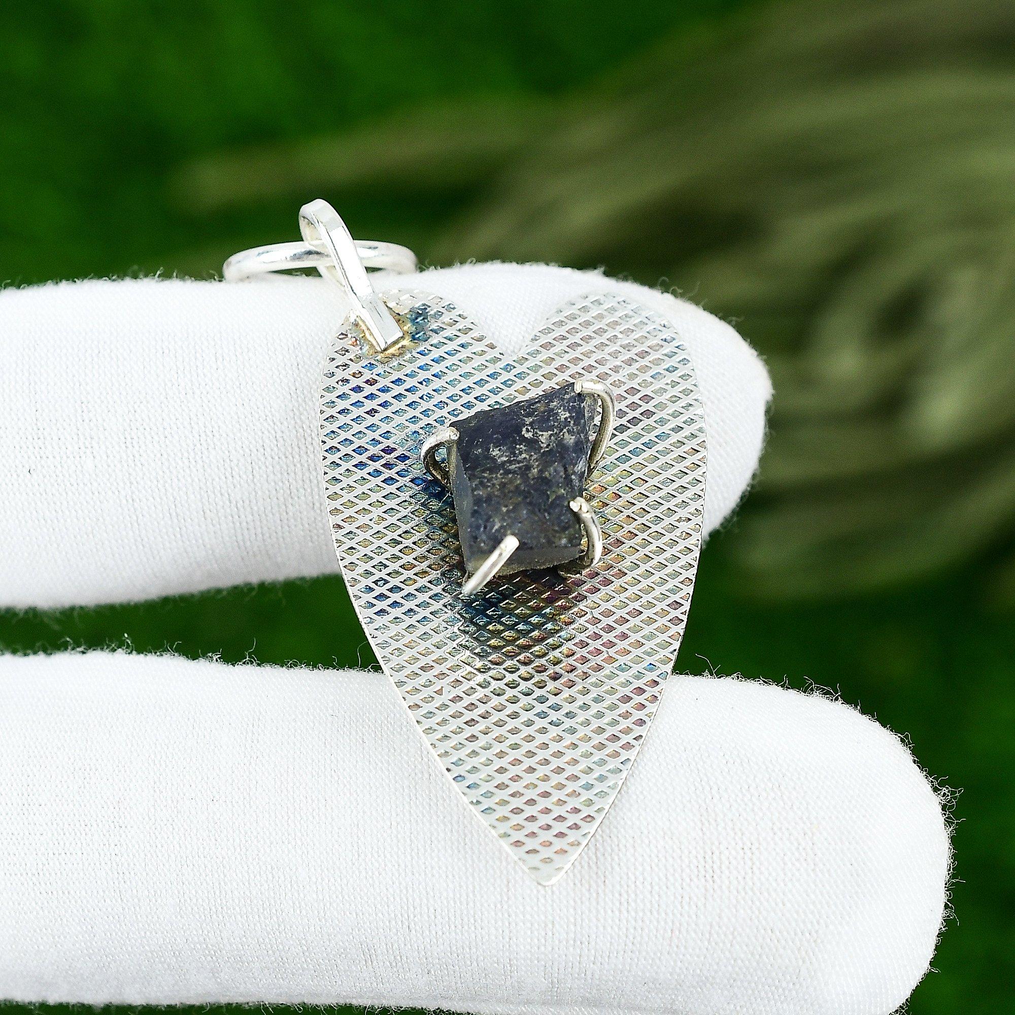 

925 Sterling Silver Natural Tanzanite Rough Engagement Wedding Pendant Jewelry