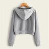 Women Heartbeat Print Long Sleeve Zipper Pocket Shirt Hooded Sweatshirt Tops