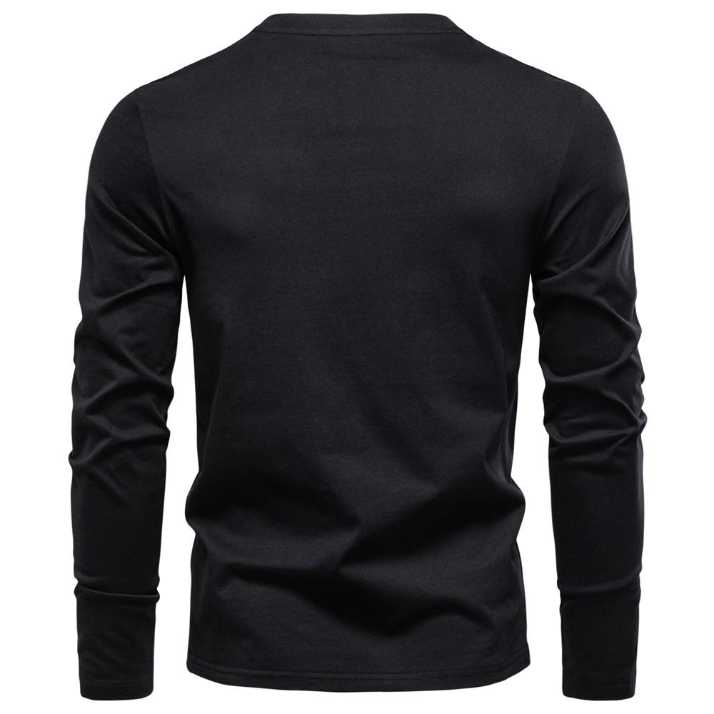 AIOPESON High Quality Men's Long Sleeve T-shirt Fashion Pure Cotton Henley Collar Long T Shirt Man Polera Manga Larga Hombre