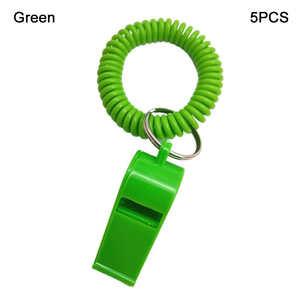5pcs With Rope Spring Wristband Whistle Plastic Rugby Party Whistle  Training School Soccer Tools