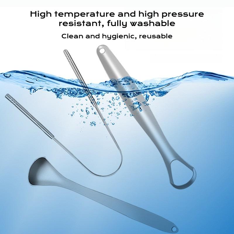 3Pcs Tongue Scraper Cleaner With Travel Case Metal Dental Brush Bad Breath Kit For Adults Professional Tool
