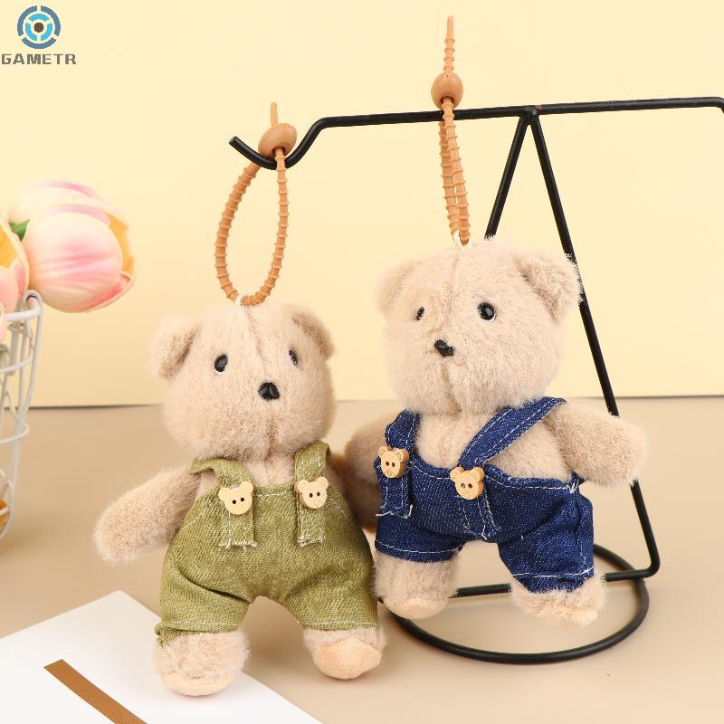 12cm Cute Overalls Bear Bear Plush Pendant Couple Hanging Accessories Cartoon Bear Bag Charm Decor Gift