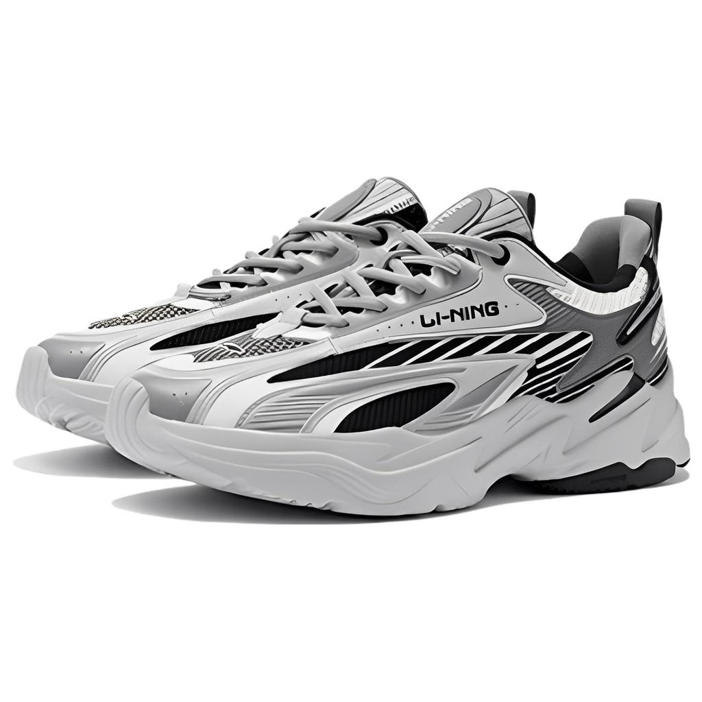Li Ning Meteor Cushioning Slip Resistant Abrasion Resistant Rebound Low Top Sports Casual Shoes Men's Black Gray ARLS007-2