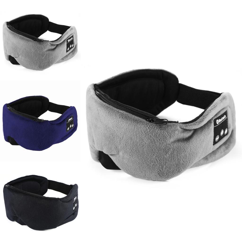 Light Blocking And Noise Reducing Plush Sleep Eye Mask With Bluetooth Earphones For Rest And Phone Calls