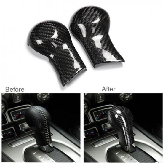 Carbon Fiber Gear Shift Knob Head Cover Sticker  For Chevrolet Camaro 2010-2015