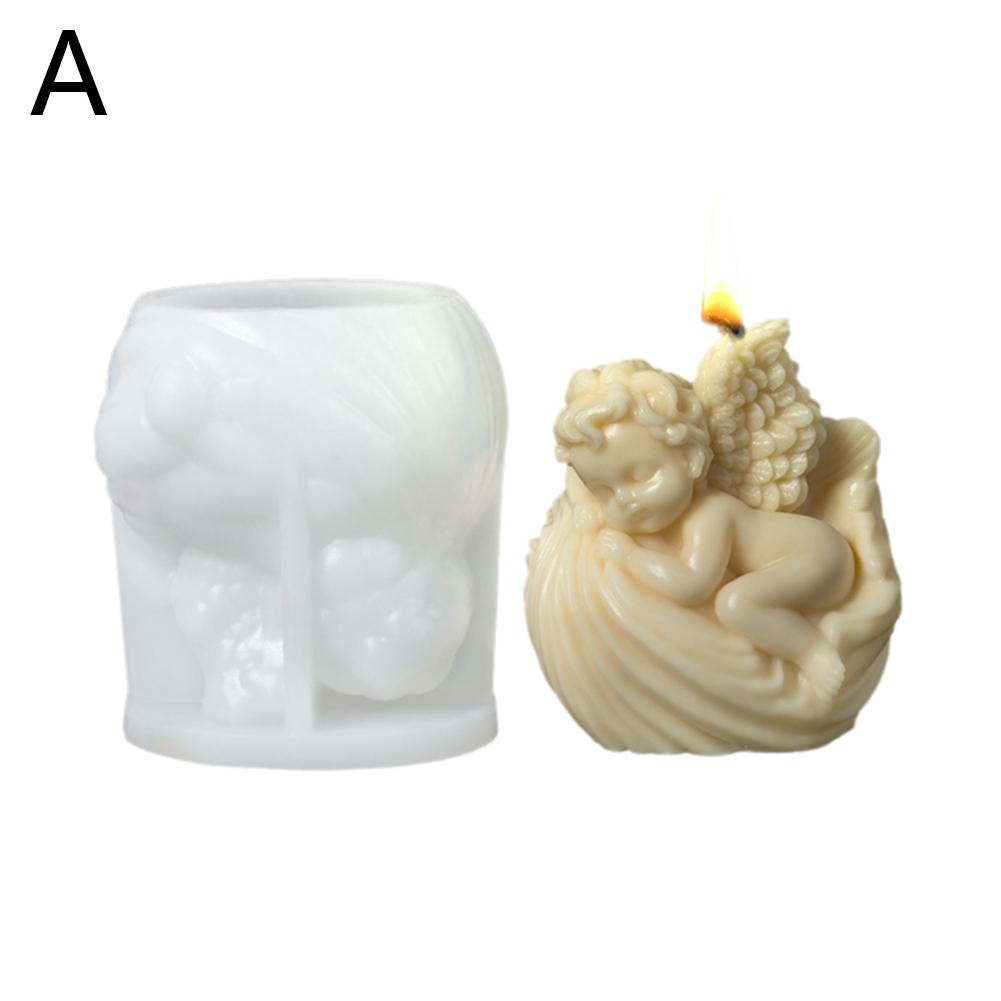 3D DIY Blume Engel Kerze Silikonform Flügel Junge Engel Kerzenform Rosenblume Engel Beton Zement Gipsformen
