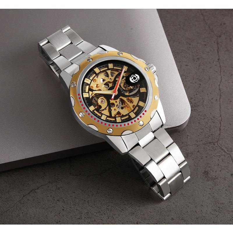 GUCAMEL Herrenuhr, hohle mechanische Uhr, Silikonarmband, Sportmode, Herrenuhr