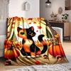 1pc Autumn Cat Print Blanket - Lightweight Flannel Throw Blanket For Sofa, Bed, Living Room, Office, Outdoor Travel, Camping, Soft All-Season103