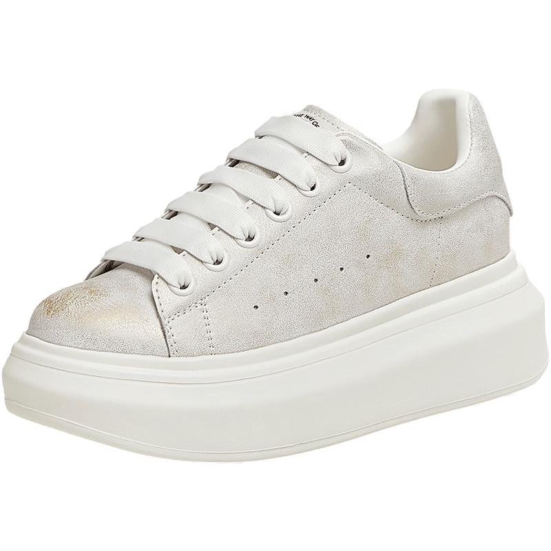 TATA Cream Bubble Platform Casual Sneakers