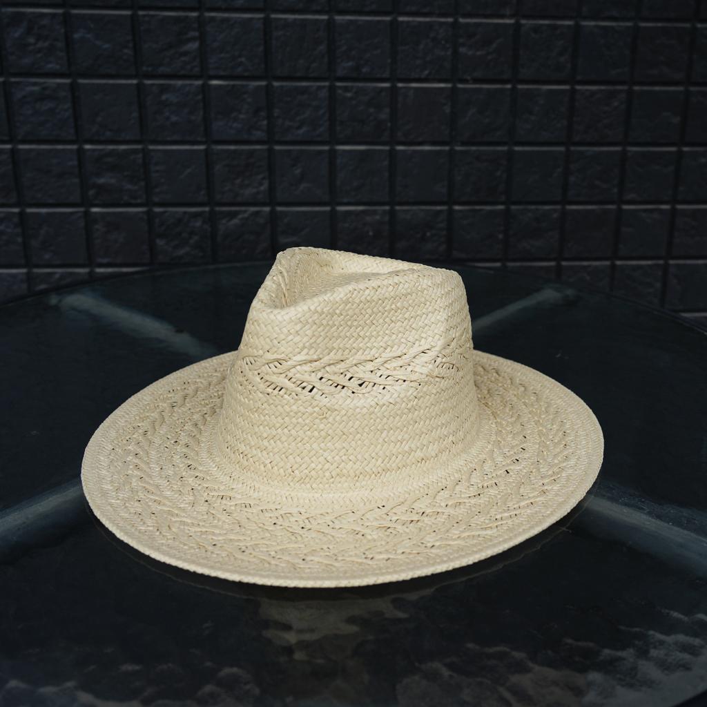 French Retro Beige Wheat Flower Woven Panama Jazz Top Hat For Men And Women Summer Sun Protection Shade Wide Brim Straw Hat