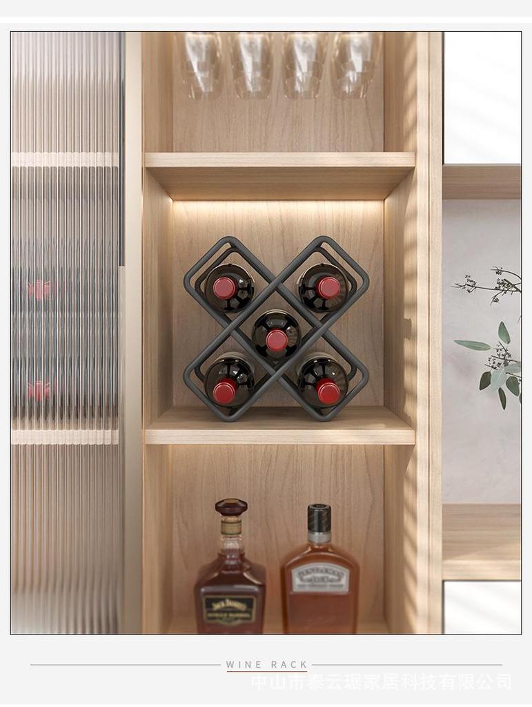 Elegant Checkered Red Wine Rack Ornament for Living Room Cabinet Storage