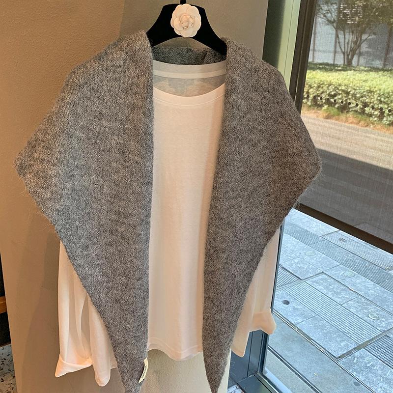 Solid Color Triangular Scarf, Brushed Shawl, Oversized Outer Layer, Autumn and Winter Korean Warm Triangular Scarf, Knitted Scarf