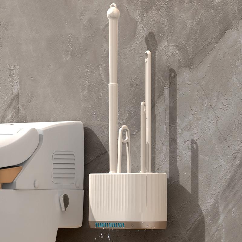 Silicone Wall Mount Toilet Brush Set Quick Dry Drain Base Efficient Gap Cleaning for Bathroom Use