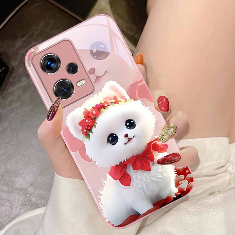 Cățeluș Drăguț Verde Pentru Xiaomi 14 Ultra 13 Lite Redmi Note 13 11 Pro 12 Plus Poco X6 3 Pro F4 6 GT Carcasă Telefon din Sticlă Călită