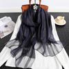 Fashion Stripe Women Silk Scarf Thin Summer Lady Beach Shawl Scarves With Gold Thread Muslim Foulard Female Hijab Headscarf